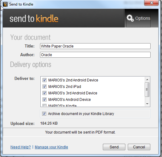 send to kindle app pc