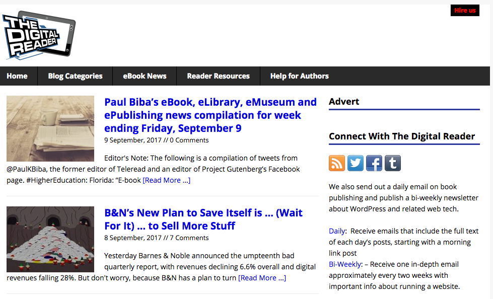 "The Digital Reader" Blog Screenshot
