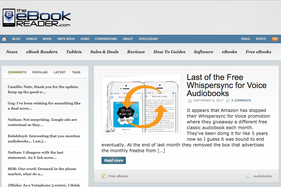 The eBook Reader Blog Screenshot