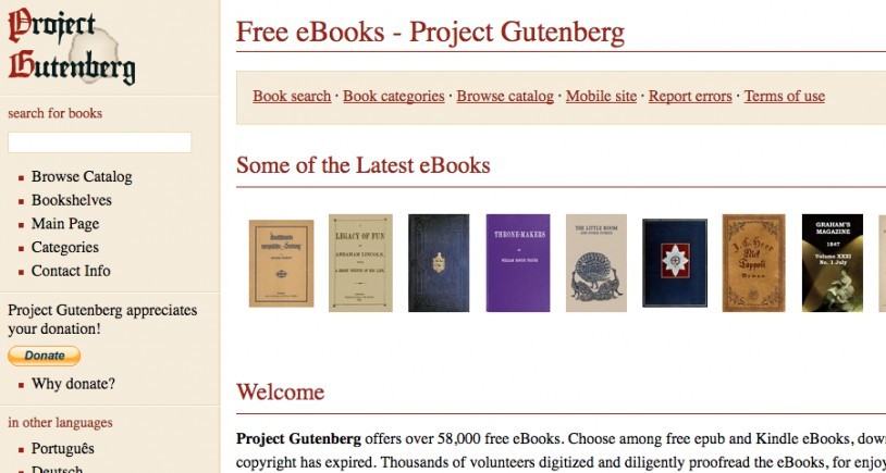 Project Gutenber screenshot